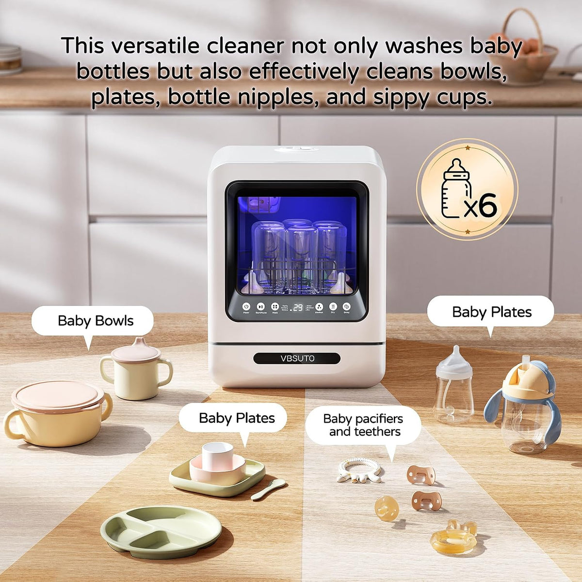 Baby Bottle Washer Pro,All-in-One Bottle Washer and Sterilizer and Dryer,Cleans 6 Baby Bottles Simultaneously,Baby Bottle Washer for Bottles, Pump Parts & Baby Essentials