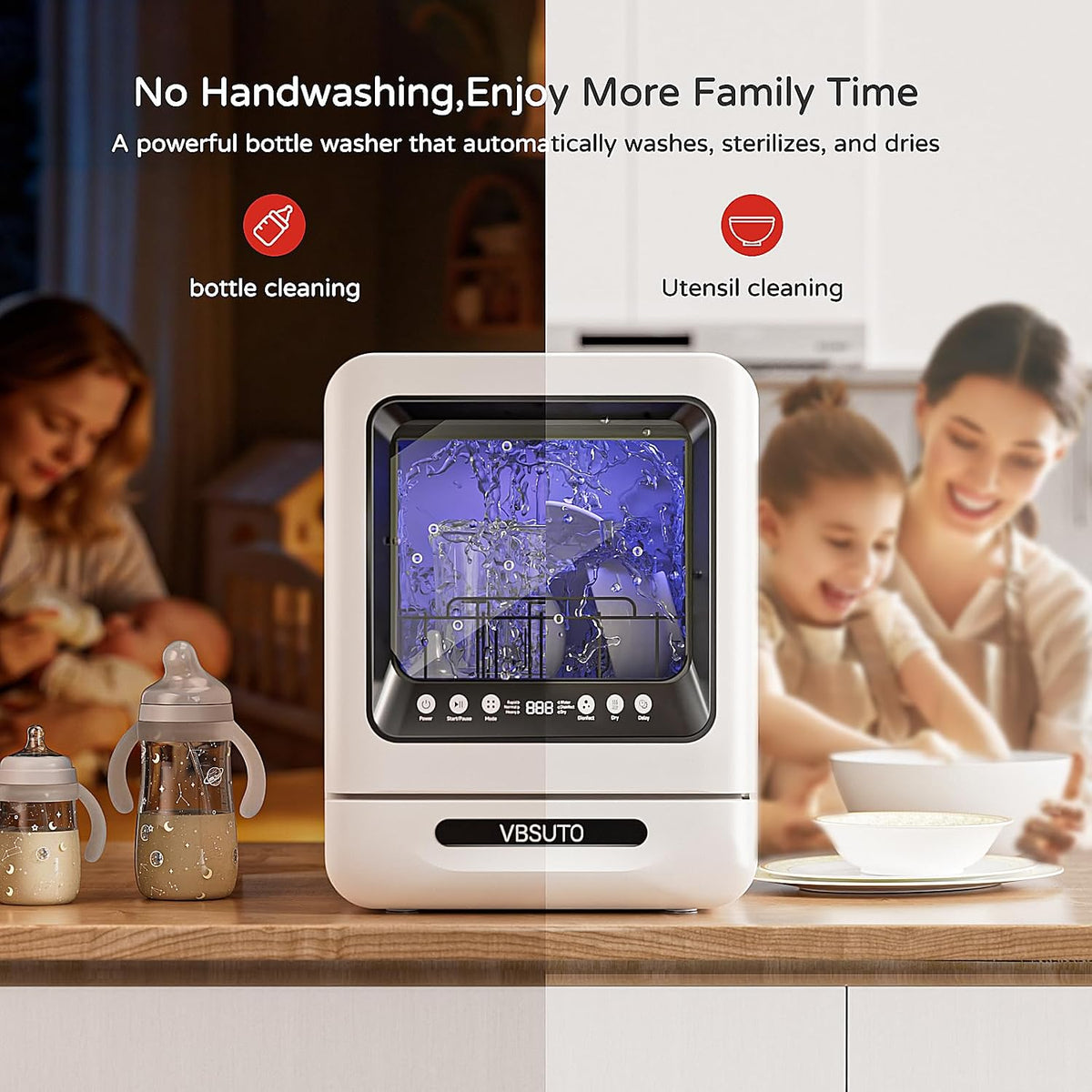 Baby Bottle Washer Pro,All-in-One Bottle Washer and Sterilizer and Dryer,Cleans 6 Baby Bottles Simultaneously,Baby Bottle Washer for Bottles, Pump Parts & Baby Essentials