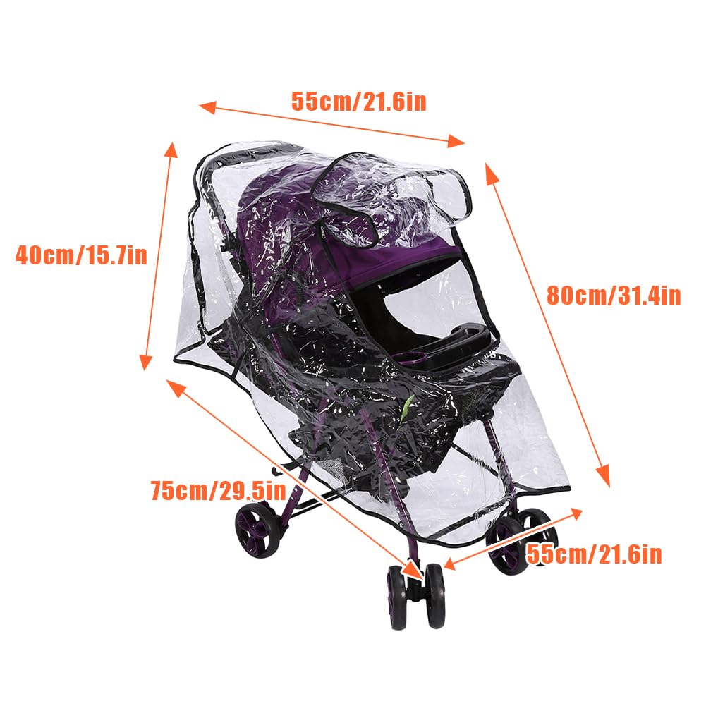 Stroller Rain Cover, Universal Baby Travel Weather Shield Clear