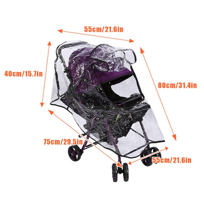 Stroller Rain Cover, Universal Baby Travel Weather Shield Clear
