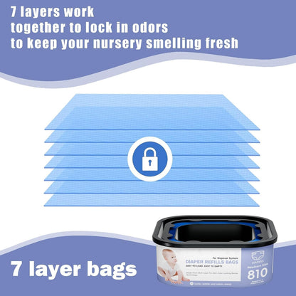 Square Refills Disposal Bags Refill Compatible With For Diaper Gen.ie Compact, Select (Not Fit Classic Version Pails), Hold Up to 810 Newborn-Sized Diapers Per Refill (4 Packs)