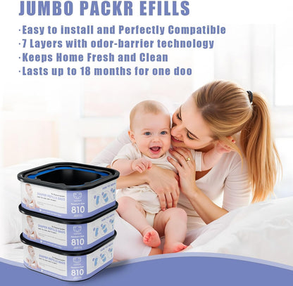 Square Refills Disposal Bags Refill Compatible With For Diaper Gen.ie Compact, Select (Not Fit Classic Version Pails), Hold Up to 810 Newborn-Sized Diapers Per Refill (4 Packs)