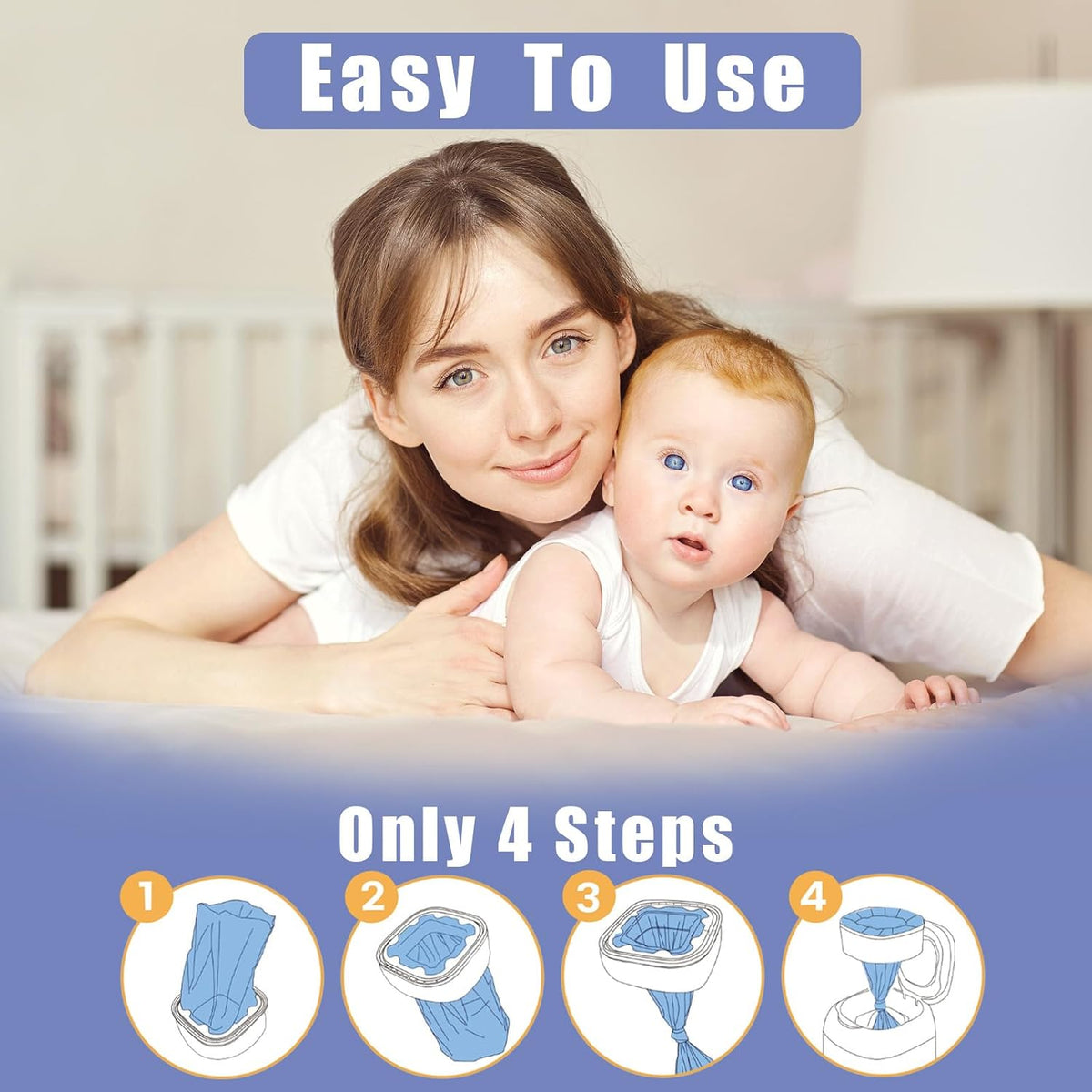 Square Refills Disposal Bags Refill Compatible With For Diaper Gen.ie Compact, Select (Not Fit Classic Version Pails), Hold Up to 810 Newborn-Sized Diapers Per Refill (4 Packs)