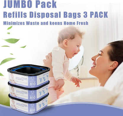 Square Refills Disposal Bags Refill Compatible With For Diaper Gen.ie Compact, Select (Not Fit Classic Version Pails), Hold Up to 810 Newborn-Sized Diapers Per Refill (4 Packs)