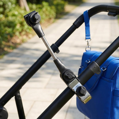 Universal Stroller Umbrella Clamp Holder for Pram and Wheelchair, 360° Adjustable Iron and Plastic Sunshade Extender for Outdoors and Changing Weather Protection