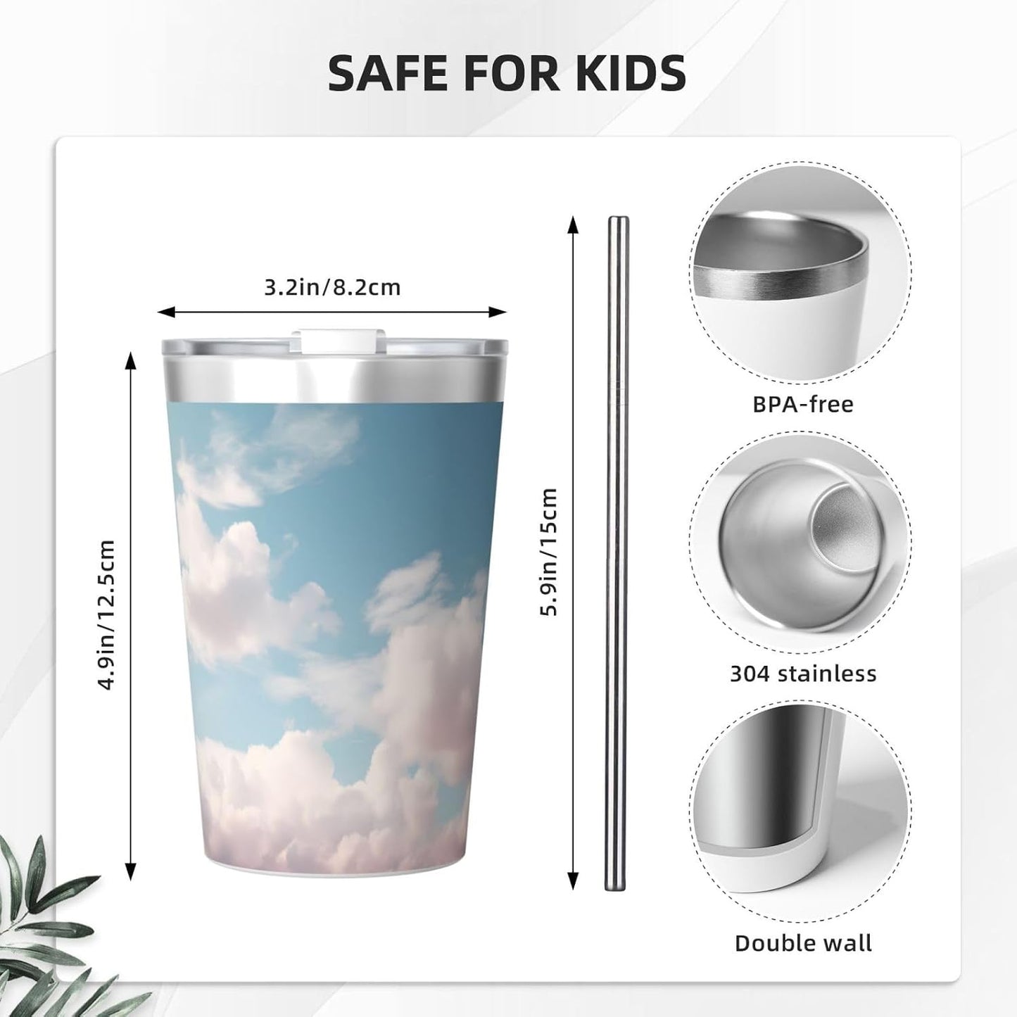 Cucumber Insulated Straw Cup Ideal for Gym use or Carrying on The go