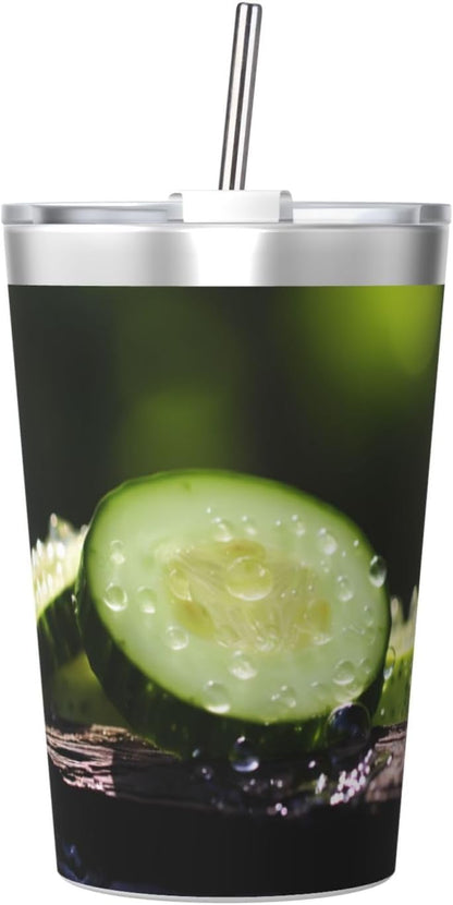 Cucumber Insulated Straw Cup Ideal for Gym use or Carrying on The go