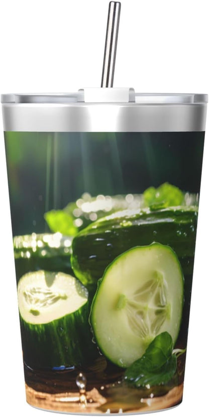 Cucumber Insulated Straw Cup Ideal for Gym use or Carrying on The go