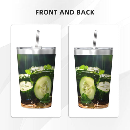 Cucumber Insulated Straw Cup Ideal for Gym use or Carrying on The go