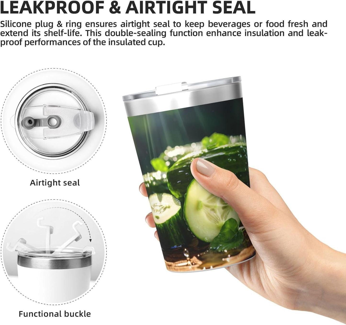 Cucumber Insulated Straw Cup Ideal for Gym use or Carrying on The go