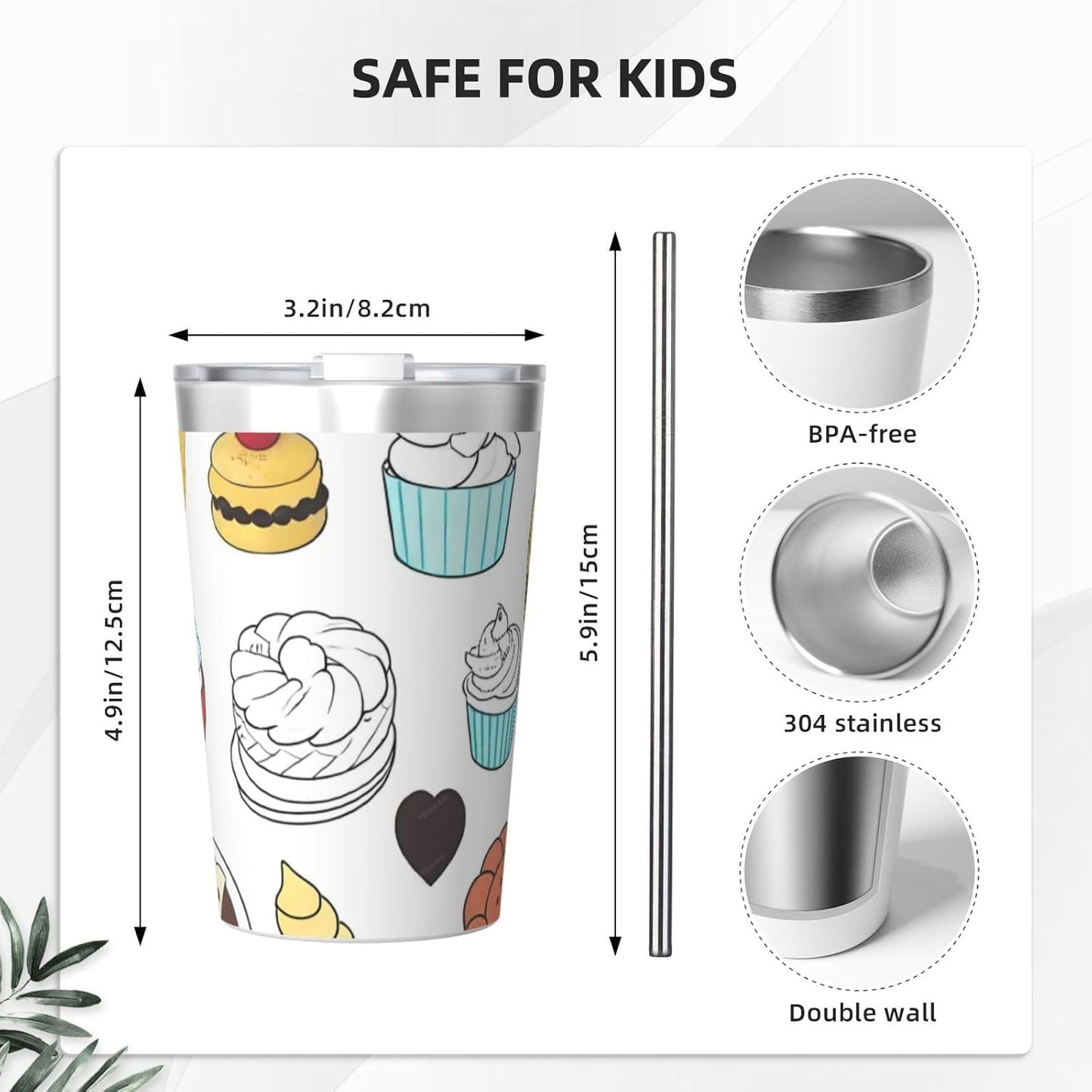 Cucumber Insulated Straw Cup Ideal for Gym use or Carrying on The go