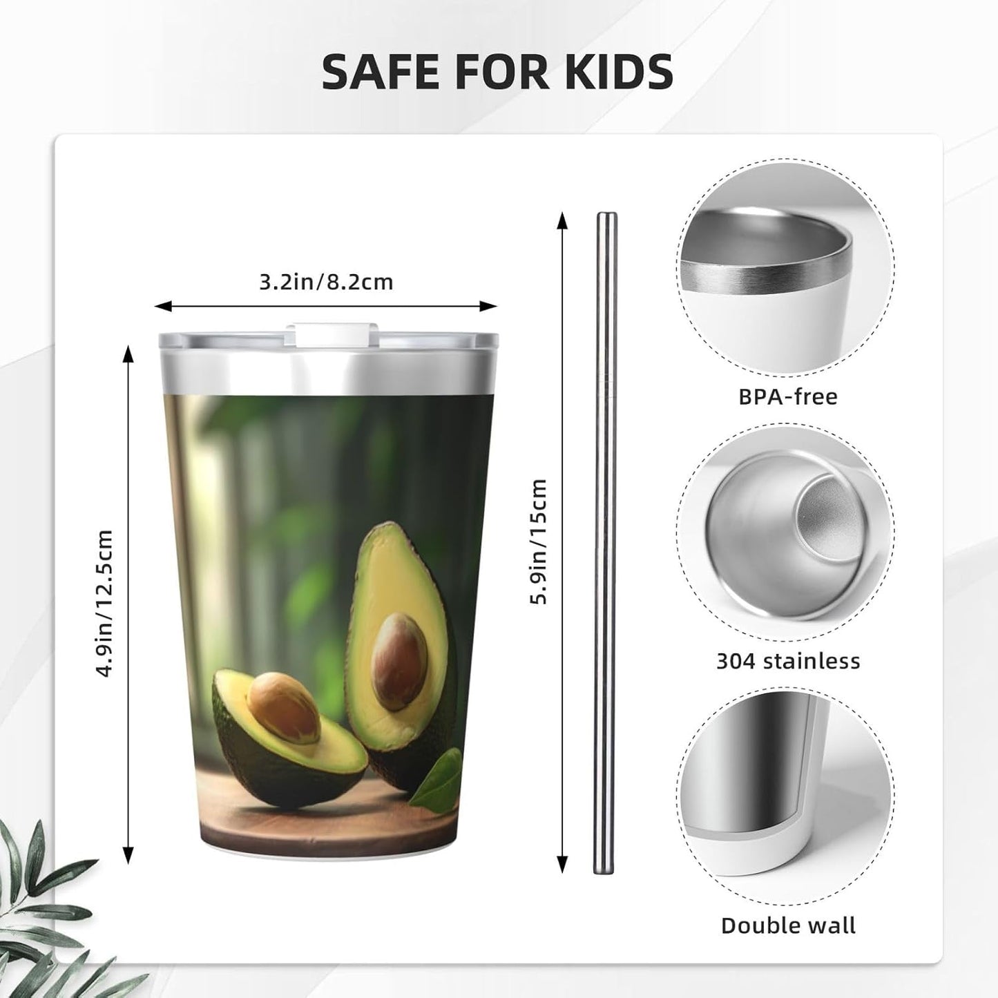 Cucumber Insulated Straw Cup Ideal for Gym use or Carrying on The go