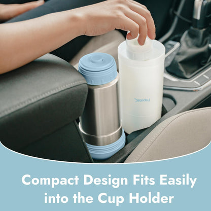 Portable Travel Baby Bottle Warmer On The Go, Fits Most Car Cup Holders, 12 OZ Stainless Steel Bottle Warmer, Leak-Proof, Safe & Easy to Clean