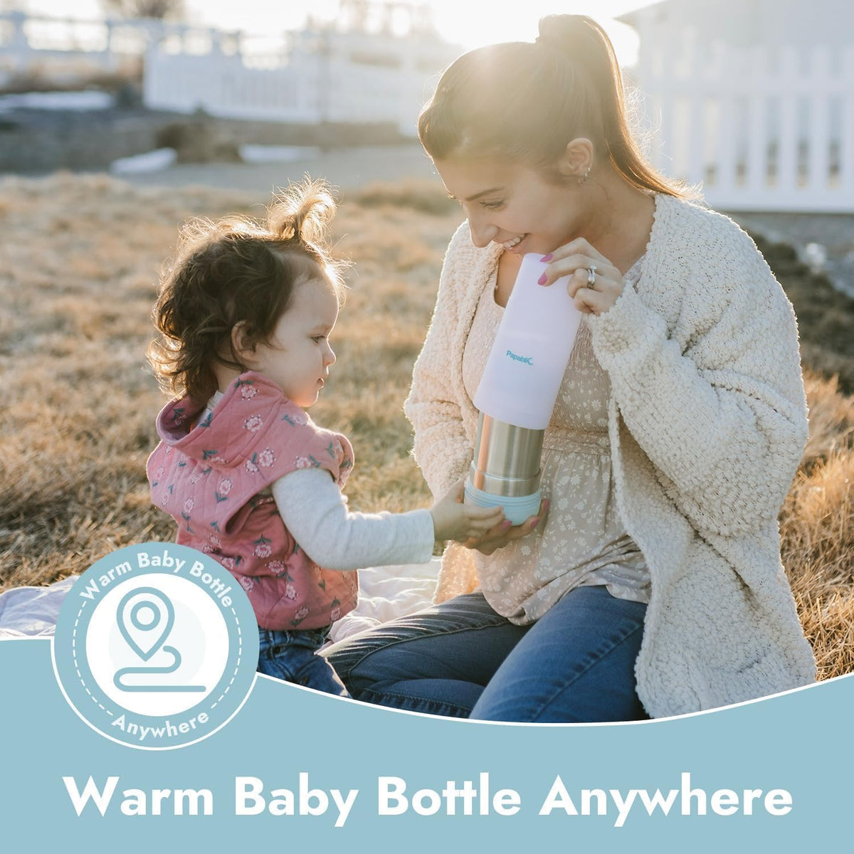 Portable Travel Baby Bottle Warmer On The Go, Fits Most Car Cup Holders, 12 OZ Stainless Steel Bottle Warmer, Leak-Proof, Safe & Easy to Clean