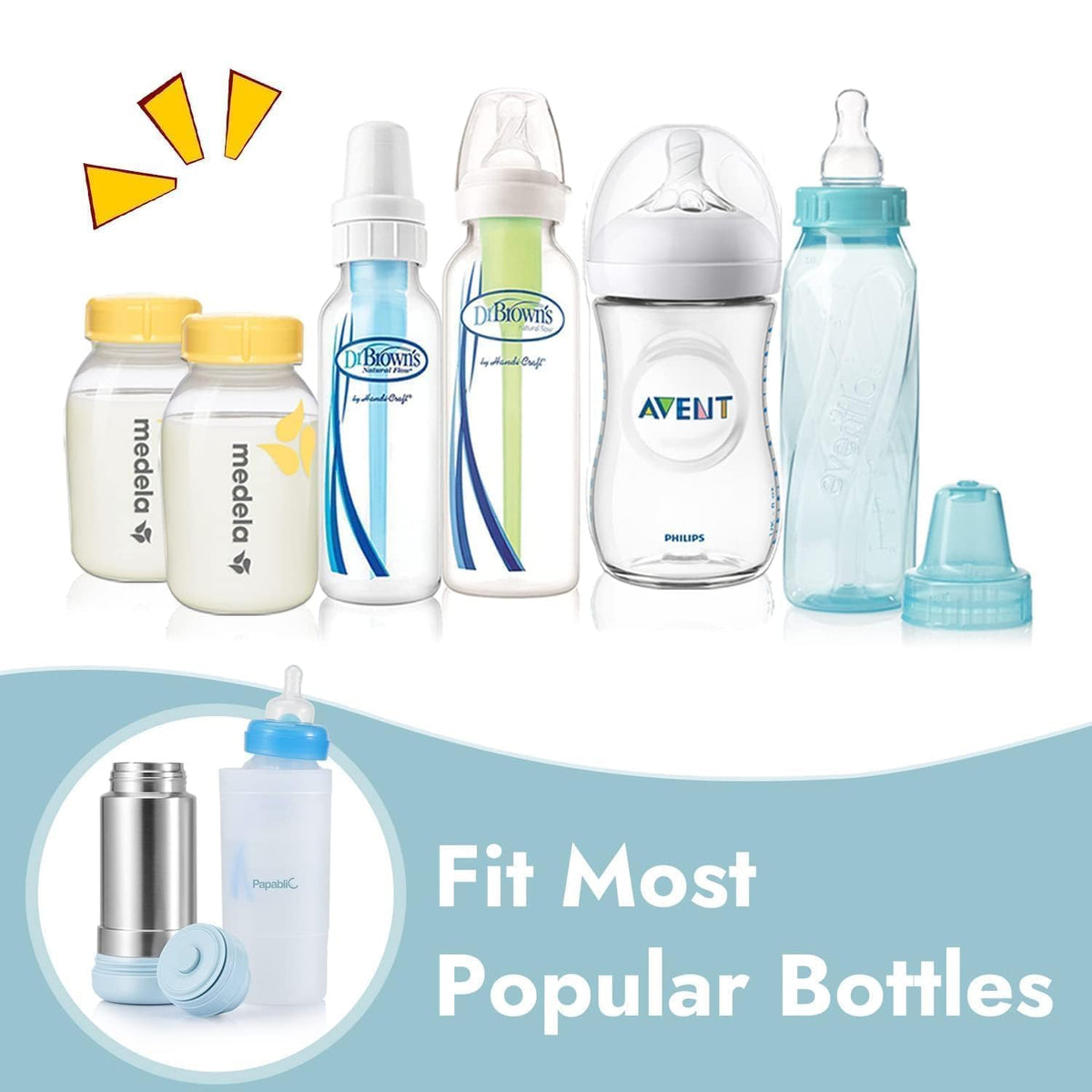 Portable Travel Baby Bottle Warmer On The Go, Fits Most Car Cup Holders, 12 OZ Stainless Steel Bottle Warmer, Leak-Proof, Safe & Easy to Clean