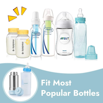 Portable Travel Baby Bottle Warmer On The Go, Fits Most Car Cup Holders, 12 OZ Stainless Steel Bottle Warmer, Leak-Proof, Safe & Easy to Clean