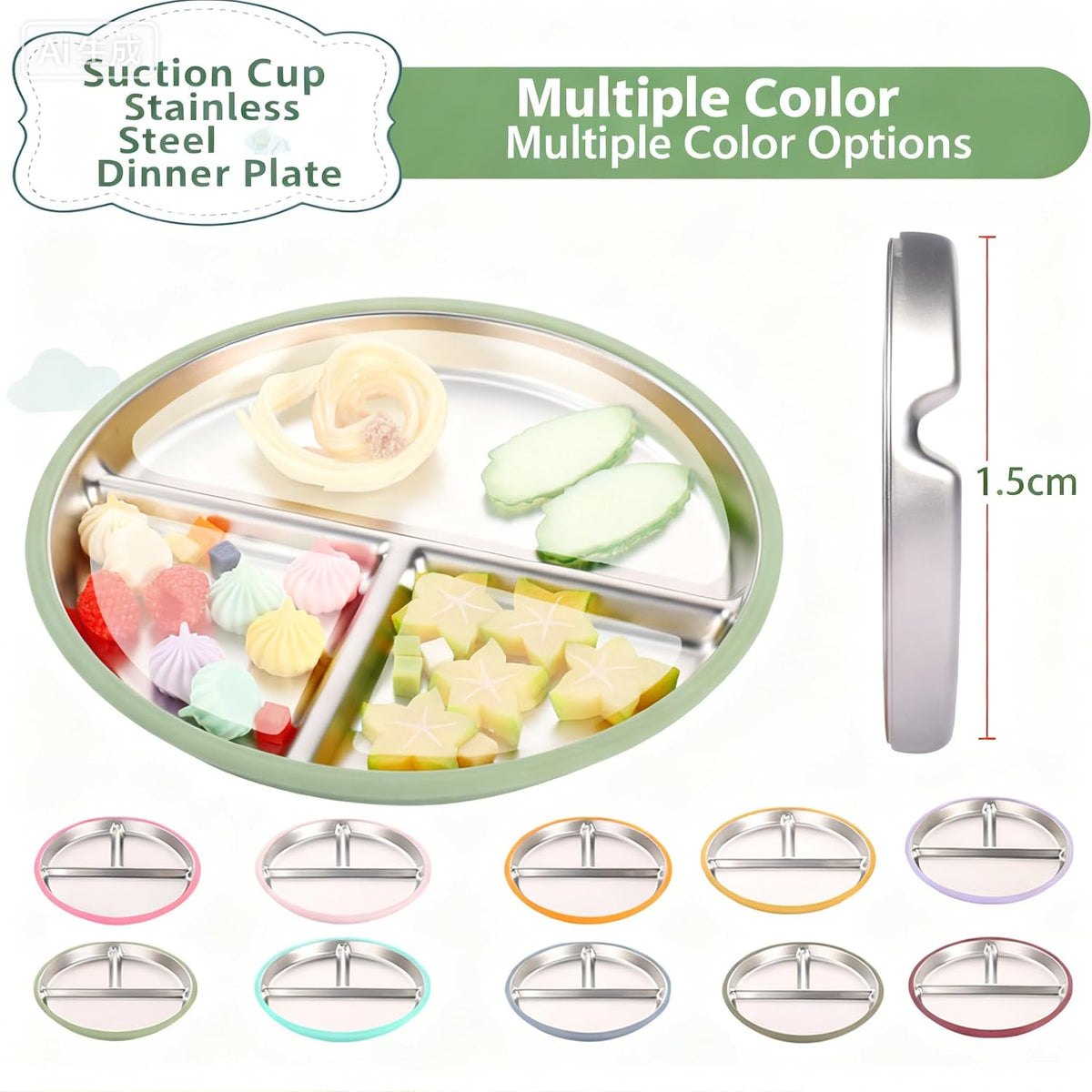 7Pcs Baby Feeding Set, Suction Plates Bowls Cup Bib Utensils for Toddlers