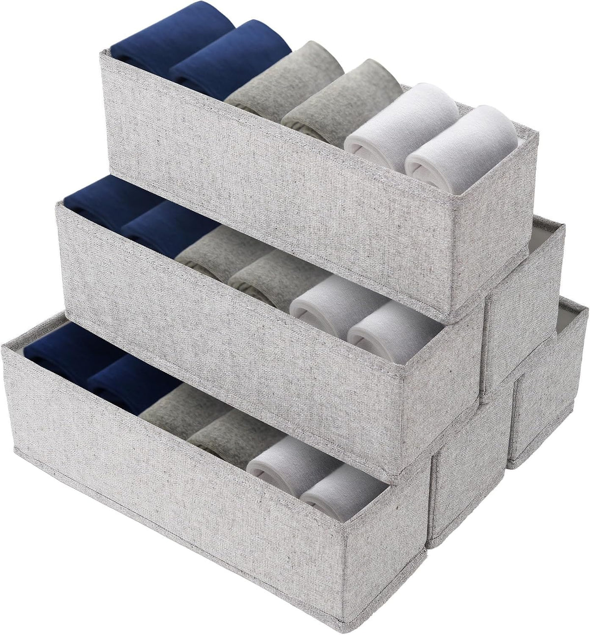 Mini Foldable Clothes Drawer Organizer 6 Pcs, Fabric Drawer Organizer for Nursery, Small Drawer Fabric Organizer for Clothing, Sock Underwear Bra Belt Tie Scarves Drawer (6 Light Beige)