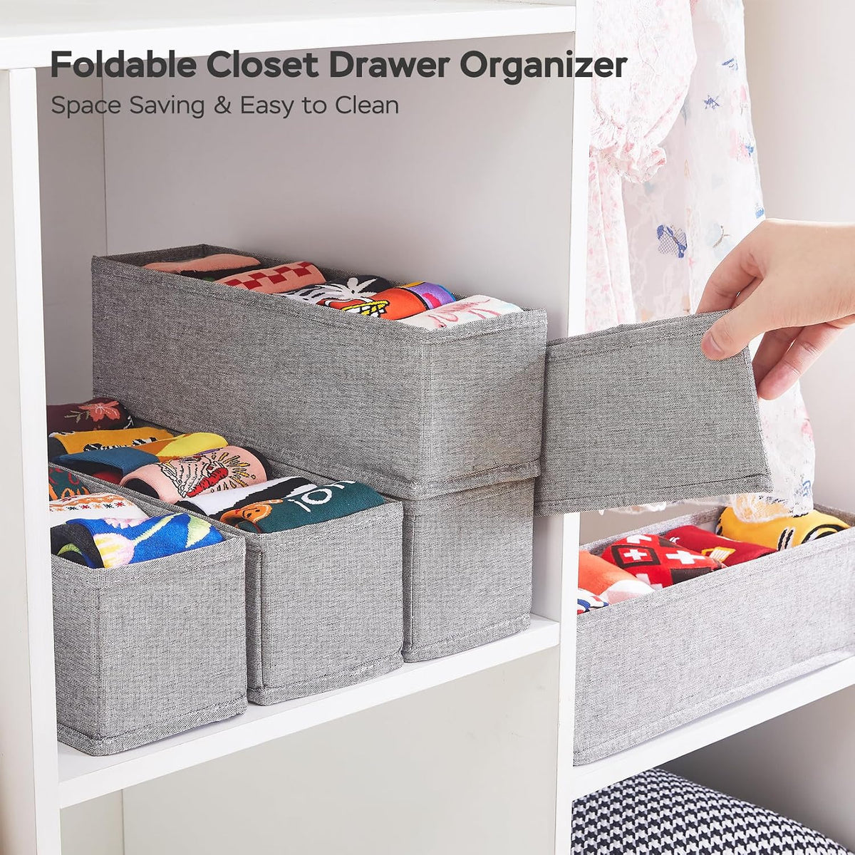 Mini Foldable Clothes Drawer Organizer 6 Pcs, Fabric Drawer Organizer for Nursery, Small Drawer Fabric Organizer for Clothing, Sock Underwear Bra Belt Tie Scarves Drawer (6 Light Beige)