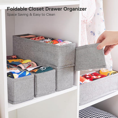 Mini Foldable Clothes Drawer Organizer 6 Pcs, Fabric Drawer Organizer for Nursery, Small Drawer Fabric Organizer for Clothing, Sock Underwear Bra Belt Tie Scarves Drawer (6 Light Beige)