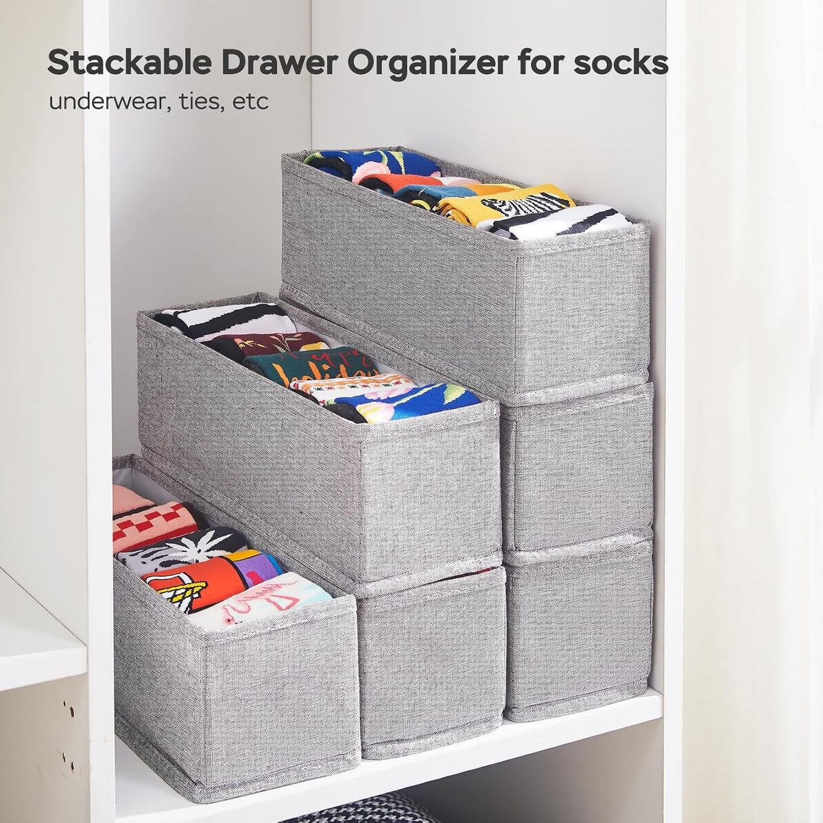 Mini Foldable Clothes Drawer Organizer 6 Pcs, Fabric Drawer Organizer for Nursery, Small Drawer Fabric Organizer for Clothing, Sock Underwear Bra Belt Tie Scarves Drawer (6 Light Beige)