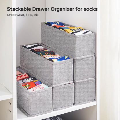 Mini Foldable Clothes Drawer Organizer 6 Pcs, Fabric Drawer Organizer for Nursery, Small Drawer Fabric Organizer for Clothing, Sock Underwear Bra Belt Tie Scarves Drawer (6 Light Beige)