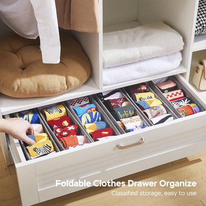 Mini Foldable Clothes Drawer Organizer 6 Pcs, Fabric Drawer Organizer for Nursery, Small Drawer Fabric Organizer for Clothing, Sock Underwear Bra Belt Tie Scarves Drawer (6 Light Beige)