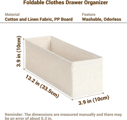 Mini Foldable Clothes Drawer Organizer 6 Pcs, Fabric Drawer Organizer for Nursery, Small Drawer Fabric Organizer for Clothing, Sock Underwear Bra Belt Tie Scarves Drawer (6 Light Beige)