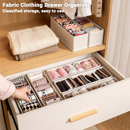 Mini Foldable Clothes Drawer Organizer 6 Pcs, Fabric Drawer Organizer for Nursery, Small Drawer Fabric Organizer for Clothing, Sock Underwear Bra Belt Tie Scarves Drawer (6 Light Beige)