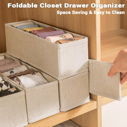 Mini Foldable Clothes Drawer Organizer 6 Pcs, Fabric Drawer Organizer for Nursery, Small Drawer Fabric Organizer for Clothing, Sock Underwear Bra Belt Tie Scarves Drawer (6 Light Beige)