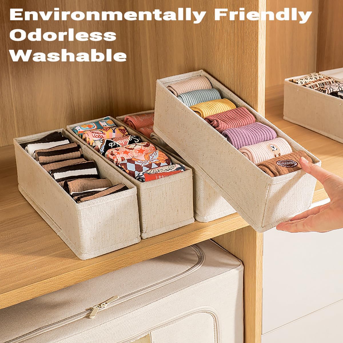 Mini Foldable Clothes Drawer Organizer 6 Pcs, Fabric Drawer Organizer for Nursery, Small Drawer Fabric Organizer for Clothing, Sock Underwear Bra Belt Tie Scarves Drawer (6 Light Beige)
