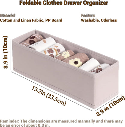 Mini Foldable Clothes Drawer Organizer 6 Pcs, Fabric Drawer Organizer for Nursery, Small Drawer Fabric Organizer for Clothing, Sock Underwear Bra Belt Tie Scarves Drawer (6 Light Beige)