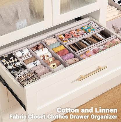 Mini Foldable Clothes Drawer Organizer 6 Pcs, Fabric Drawer Organizer for Nursery, Small Drawer Fabric Organizer for Clothing, Sock Underwear Bra Belt Tie Scarves Drawer (6 Light Beige)