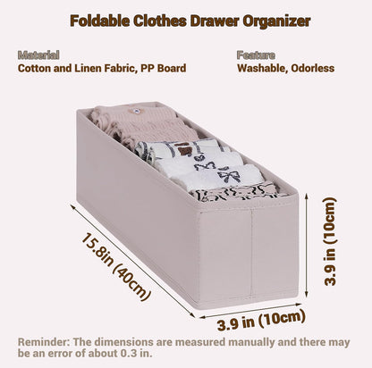 Mini Foldable Clothes Drawer Organizer 6 Pcs, Fabric Drawer Organizer for Nursery, Small Drawer Fabric Organizer for Clothing, Sock Underwear Bra Belt Tie Scarves Drawer (6 Light Beige)