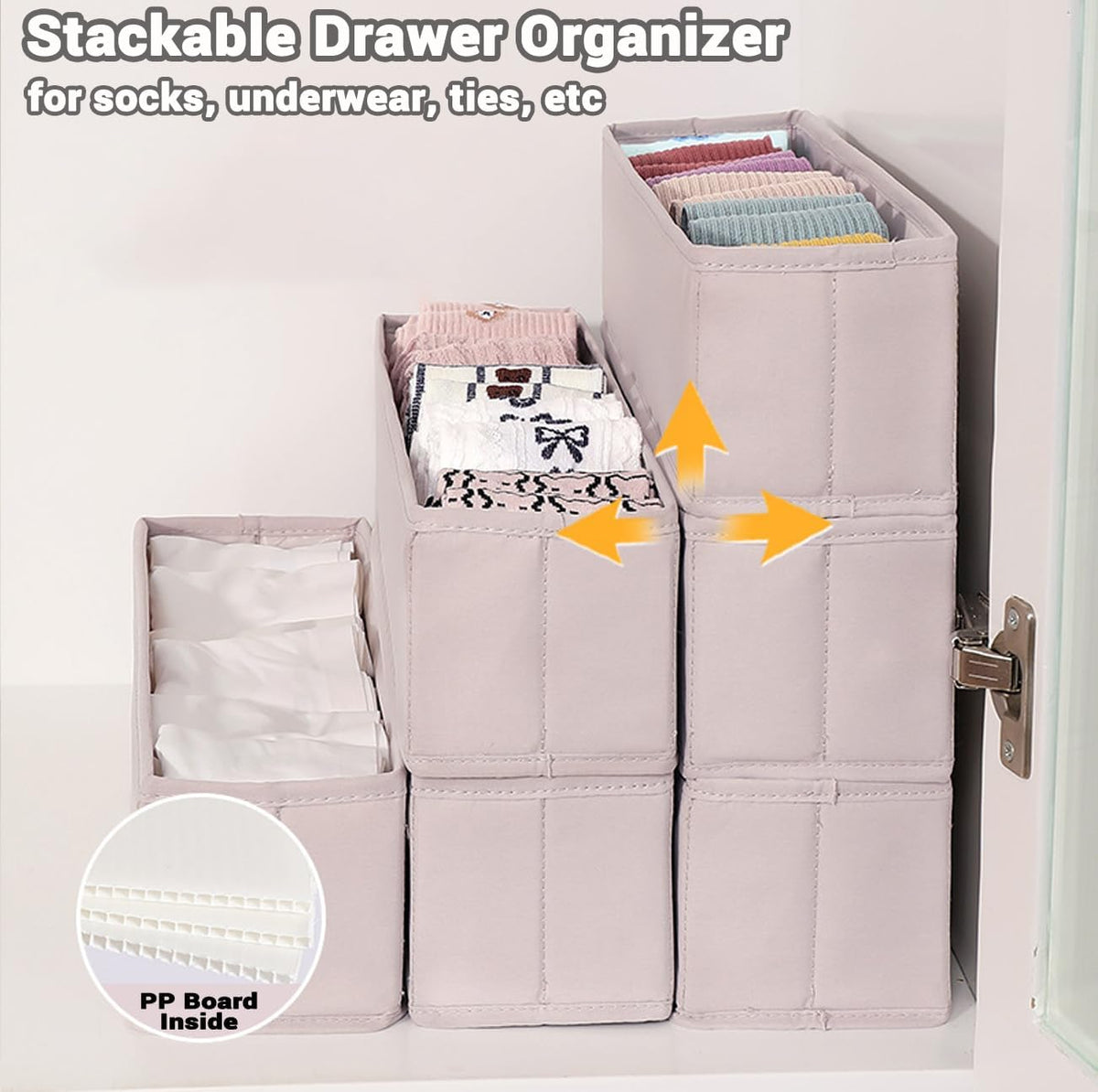 Mini Foldable Clothes Drawer Organizer 6 Pcs, Fabric Drawer Organizer for Nursery, Small Drawer Fabric Organizer for Clothing, Sock Underwear Bra Belt Tie Scarves Drawer (6 Light Beige)