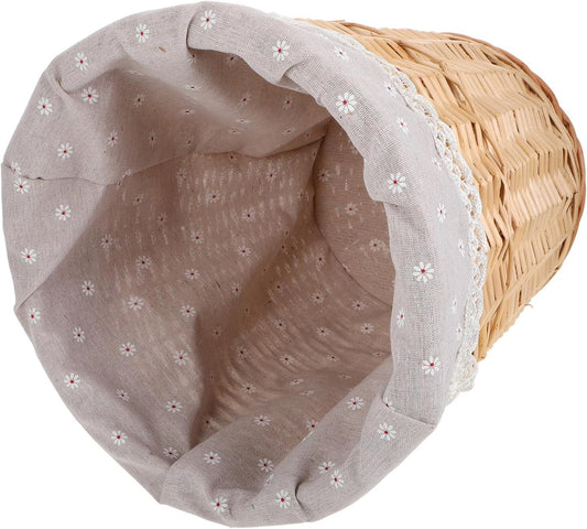 Wicker Laundry Basket Small Rattan Storage Basket Natural Color Handwoven Dirty Clothes Hamper with Removable Liner for Home and Nursery Organization