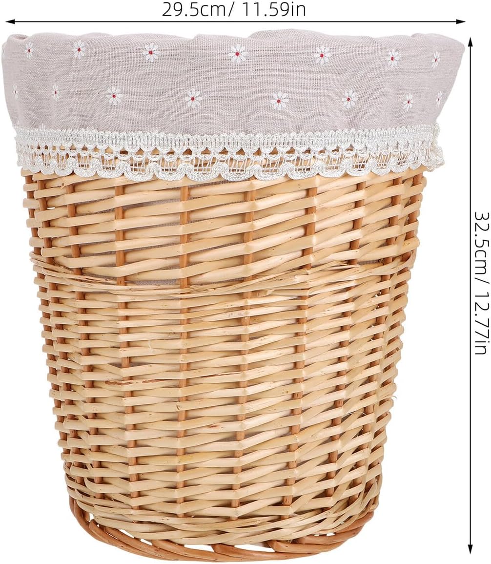 Wicker Laundry Basket Small Rattan Storage Basket Natural Color Handwoven Dirty Clothes Hamper with Removable Liner for Home and Nursery Organization