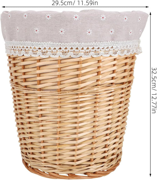 Wicker Laundry Basket Small Rattan Storage Basket Natural Color Handwoven Dirty Clothes Hamper with Removable Liner for Home and Nursery Organization