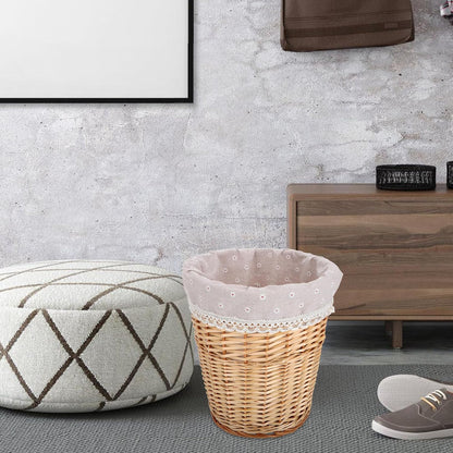 Wicker Laundry Basket Small Rattan Storage Basket Natural Color Handwoven Dirty Clothes Hamper with Removable Liner for Home and Nursery Organization