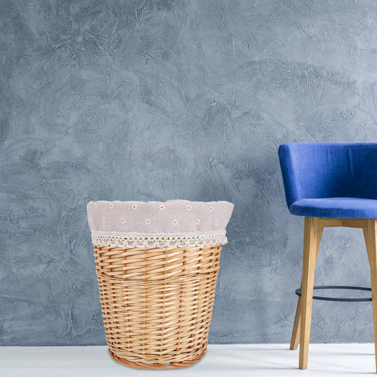 Wicker Laundry Basket Small Rattan Storage Basket Natural Color Handwoven Dirty Clothes Hamper with Removable Liner for Home and Nursery Organization