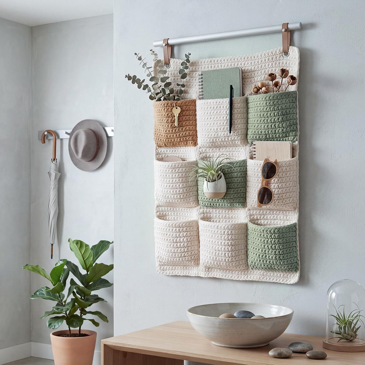 Handmade Boho over the Door Hanging Organizer