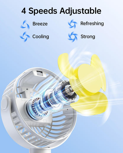 Portable Stroller Fan with LED Display, 4 Speed Rechargeable Mini Clip On Fan, 360° Rotate Flexible Tripod Better Cooling Small Baby Fan for Car Seat Crib Travel Bike Treadmill (Green)
