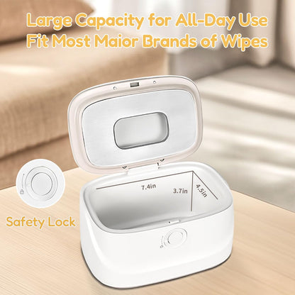 Baby Wipe Warmer with Night Light,Innovative Spring Design,Baby Wet Wipes Dispenser for Large Wipes,Wipes Warmer for Newborn Baby,Temperature Display,3 Modes of Temperature Heating Control