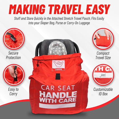 Car Seat Travel Cover Bag: Universally Fits Infant, Booster, Convertible Car Seats & Bases: Water, Dirt & Tear Resistant, Airplane Gate Check