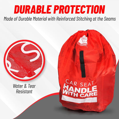 Car Seat Travel Cover Bag: Universally Fits Infant, Booster, Convertible Car Seats & Bases: Water, Dirt & Tear Resistant, Airplane Gate Check