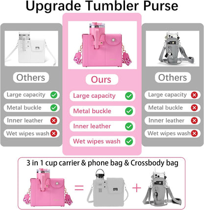 Stanley Cup Purse.Stanley Purse Cup Holder Bag.Water Bottle Holder. Bag with Water Bottle Pocket