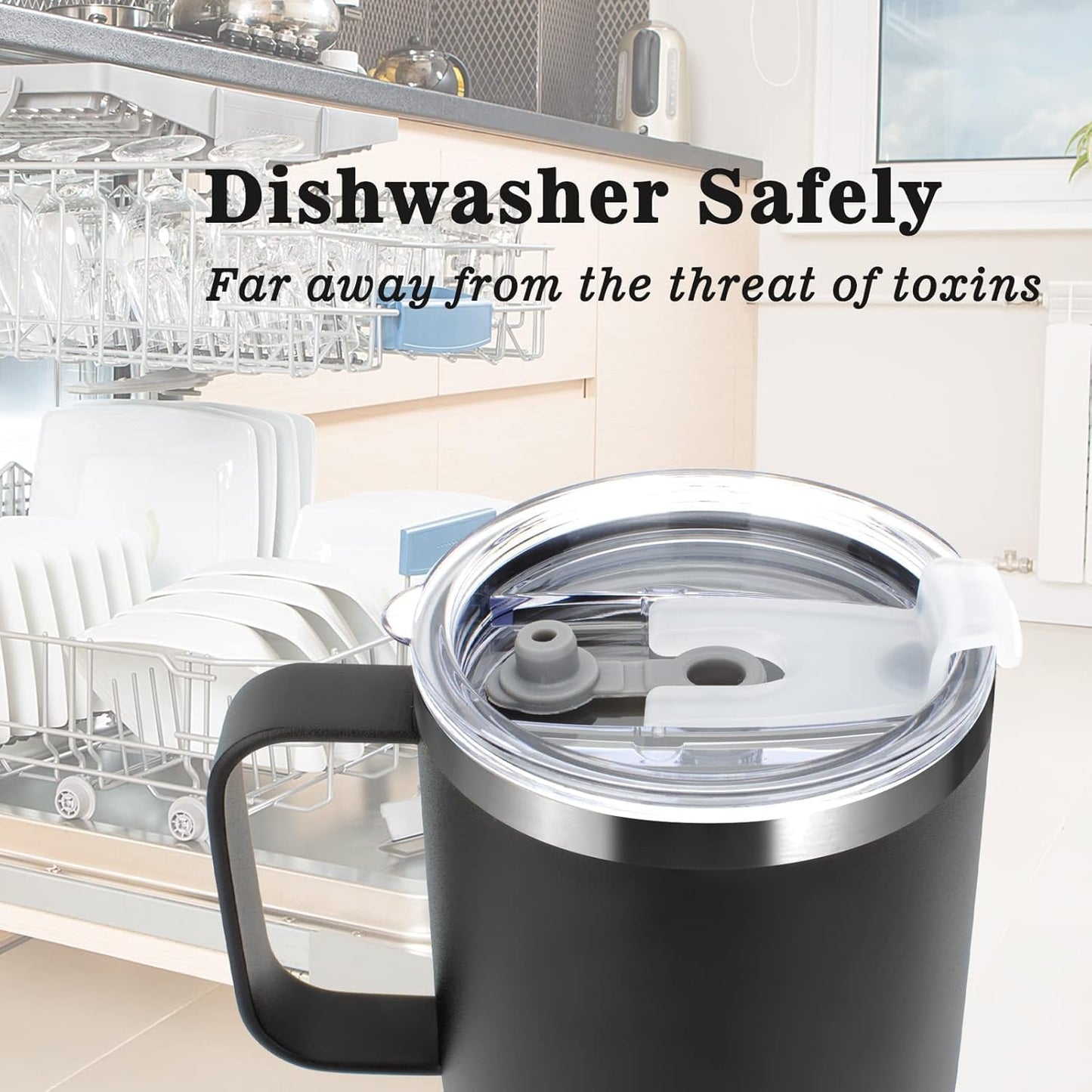 24 oz Insulated Tumbler with Handle Lids and Straw | Stainless Steel Double Wall Vacuum Travel Coffee Mugs for Office & Outdoor Leak proof BPA Free Cups