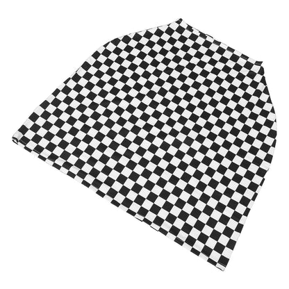 Breathable Stroller Sunshade Canopy for All-Weather Protection with Classic Black and White Grid Print, Polyester Material and Elastic Fibers and Wind Shade Cover on Diverse
