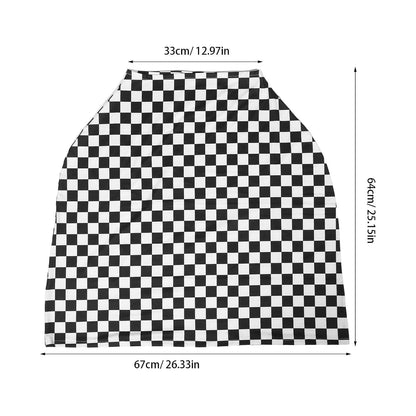 Breathable Stroller Sunshade Canopy for All-Weather Protection with Classic Black and White Grid Print, Polyester Material and Elastic Fibers and Wind Shade Cover on Diverse