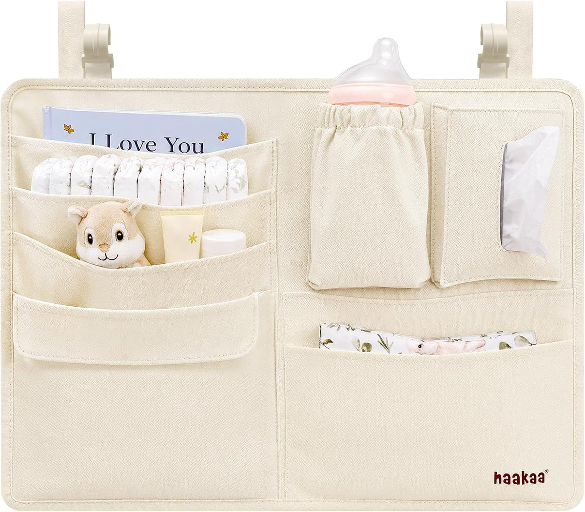 NestSide Hanging Diaper Organizer for Changing Table & Crib, Cream